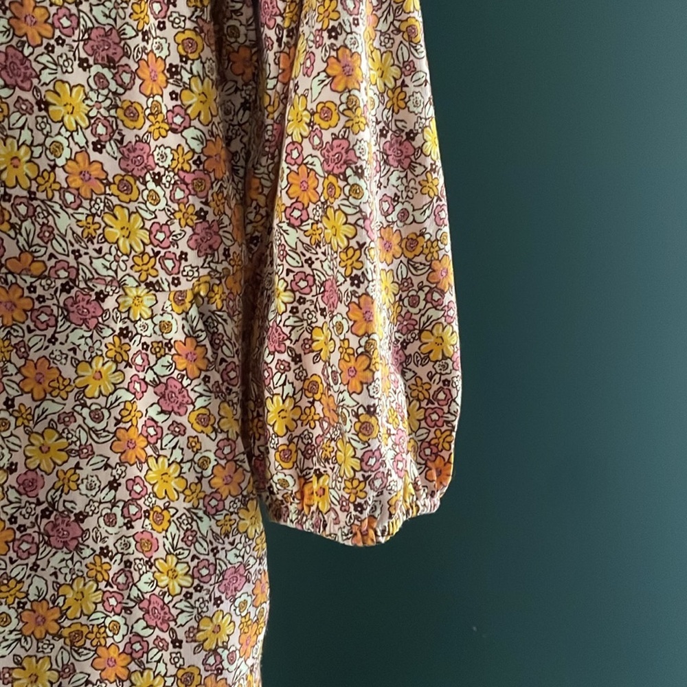 Lands' End Floral Long Sleeve Dress - Orange and Pink - Picture 3 of 6